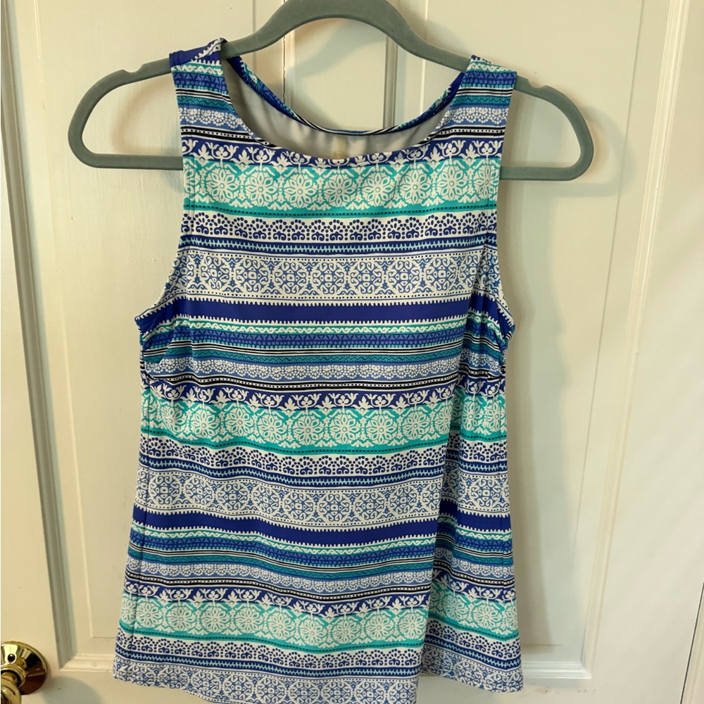 Lands' End Blue and White Tank Top